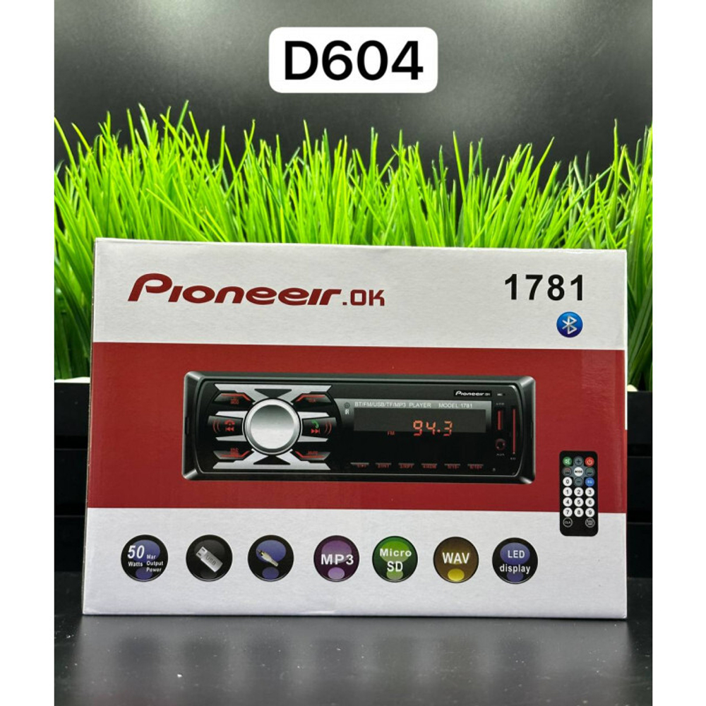 Автомагнитола Pioneeir.ok  LED-1781 1USB/BT/TF/FM/ISO/2RCA
