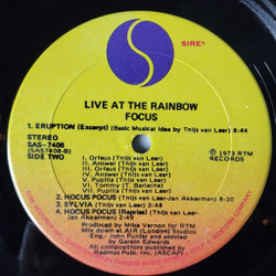 Винтажная виниловая пластинка LP Focus Live At The Rainbow (USA 1973) Hocus Pocus