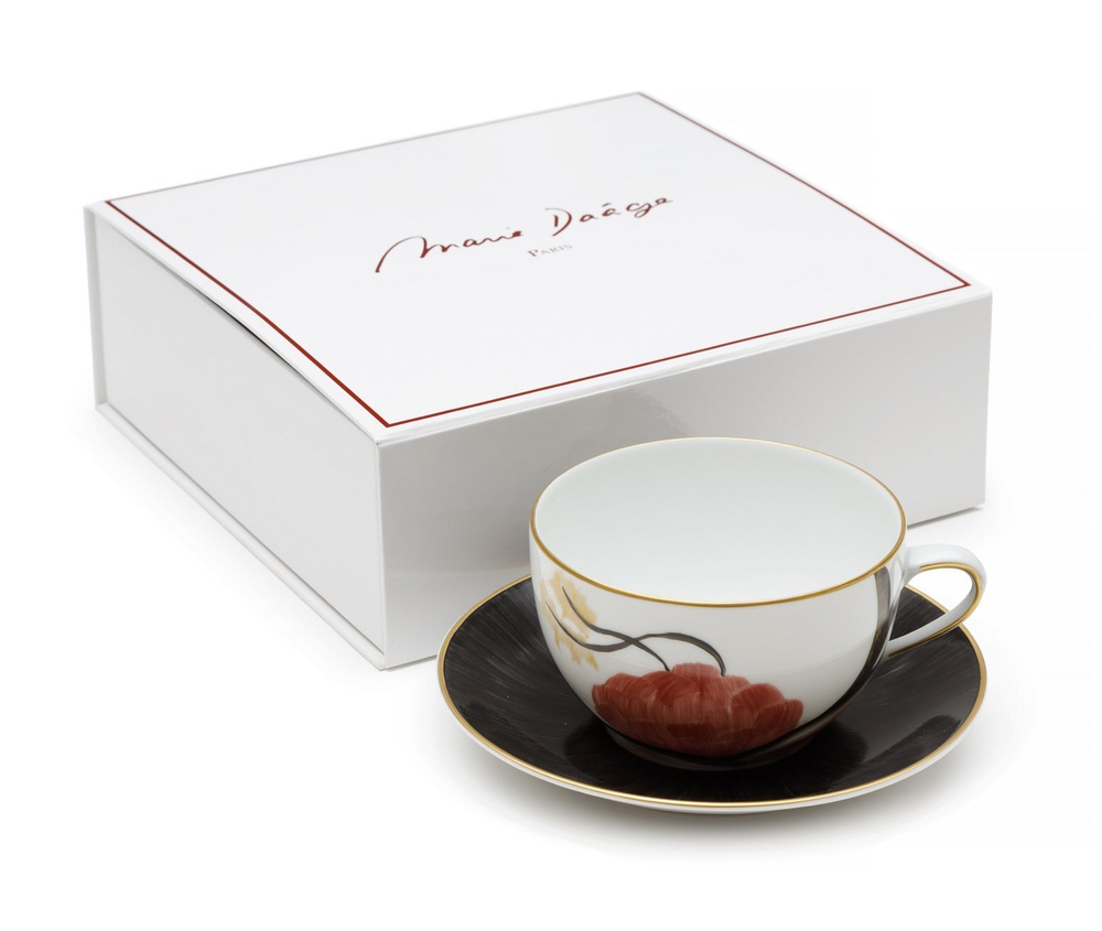 Чайная пара 350мл Marie Daage Verdure 4 черно-белая