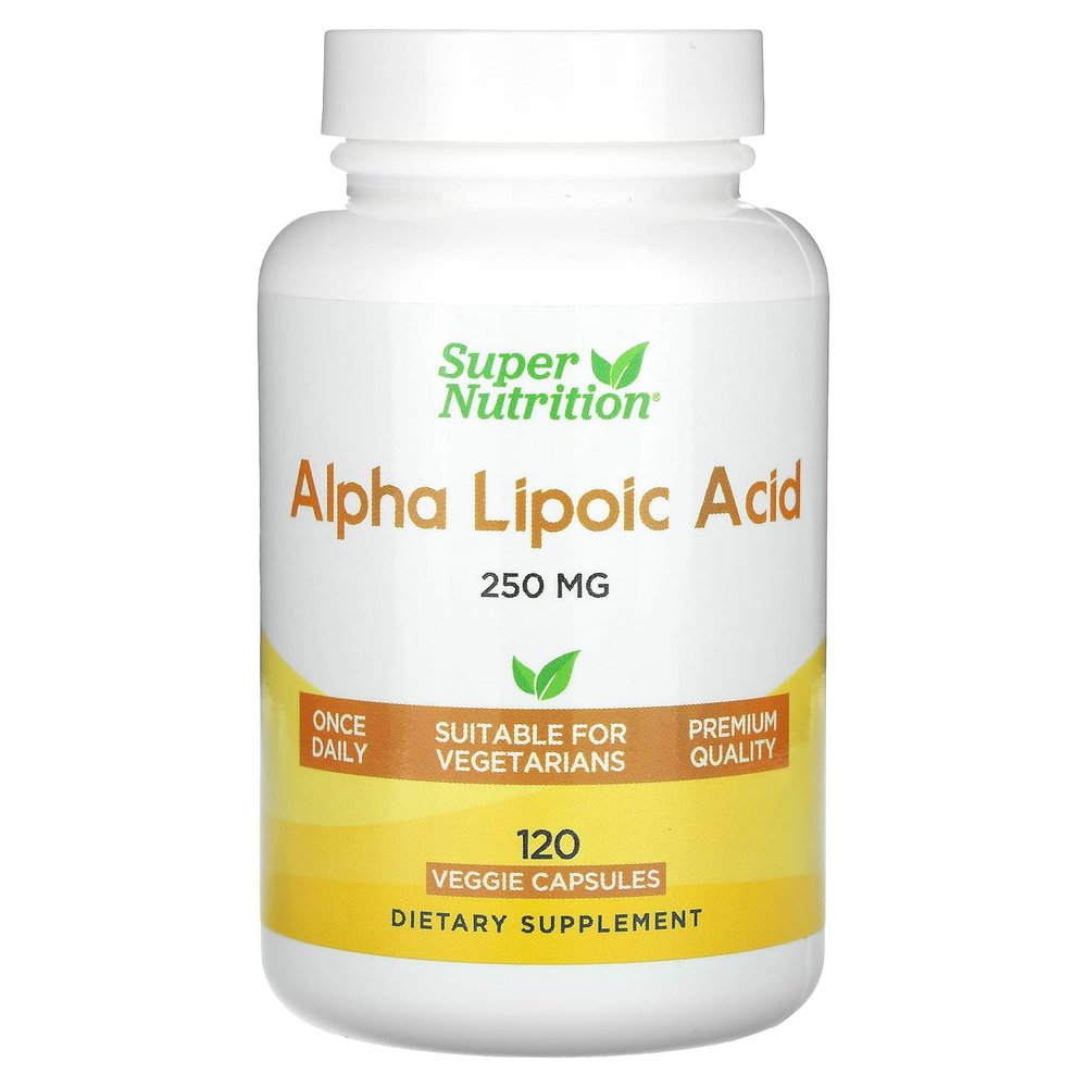 Super Nutrition, альфа-липоевая кислота, 250 мг, 120 растительных капсул