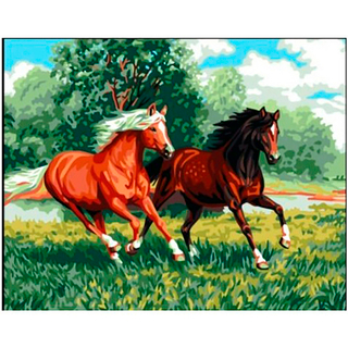 "Скачут кони"-11881 канва с рисунком