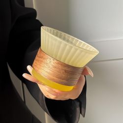 Чашка 210 мл кофейная без ручки желтая матовая Japanese Style Optical дерев. вставка Barista [1]