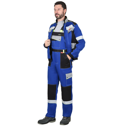 Костюм СИРИУС-ПОЛИНОМ куртка, п/к василек с черным и СОП 50 мм