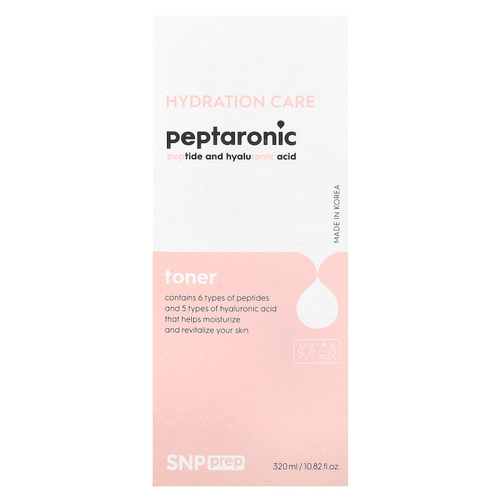 SNP, Prep Peptaronic, пептиды и гиалуроновая кислота, тонер, 320 мл (10,82 жидк. унции)