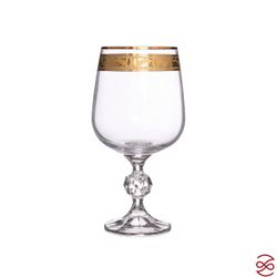 Золотой лист Клаудия Набор бокалов для вина 340 мл Кристалайт (6 шт)
