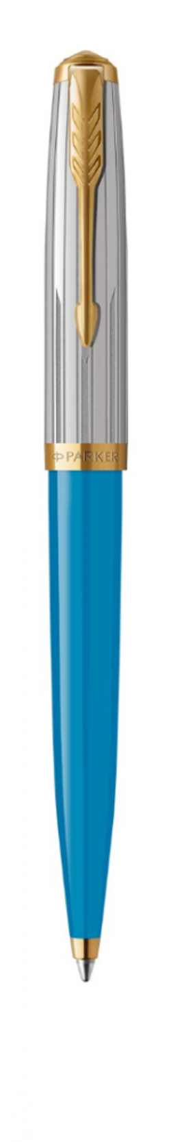 Шариковая ручка Parker 51 Premium Turquoise GT стержень: M, цвет чернил: black, в подарочной упаковке.