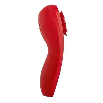 Красный вибратор в трусики Funtown Caleo с магнитным держателем-розой (Цвет: красный)
