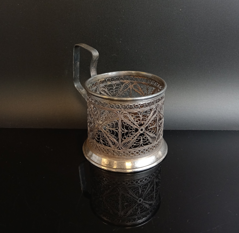 Подстаканник мельхиор винтажный клеймо, скань, СССР 1960-1990 гг