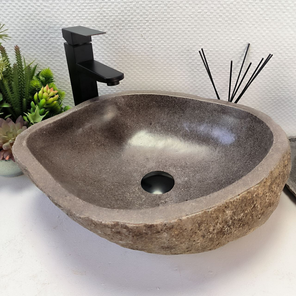 Раковина из речного камня RS-64132 (47*39*15) 0122