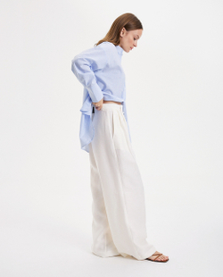 Свободные брюки палаццо из итальянского льна