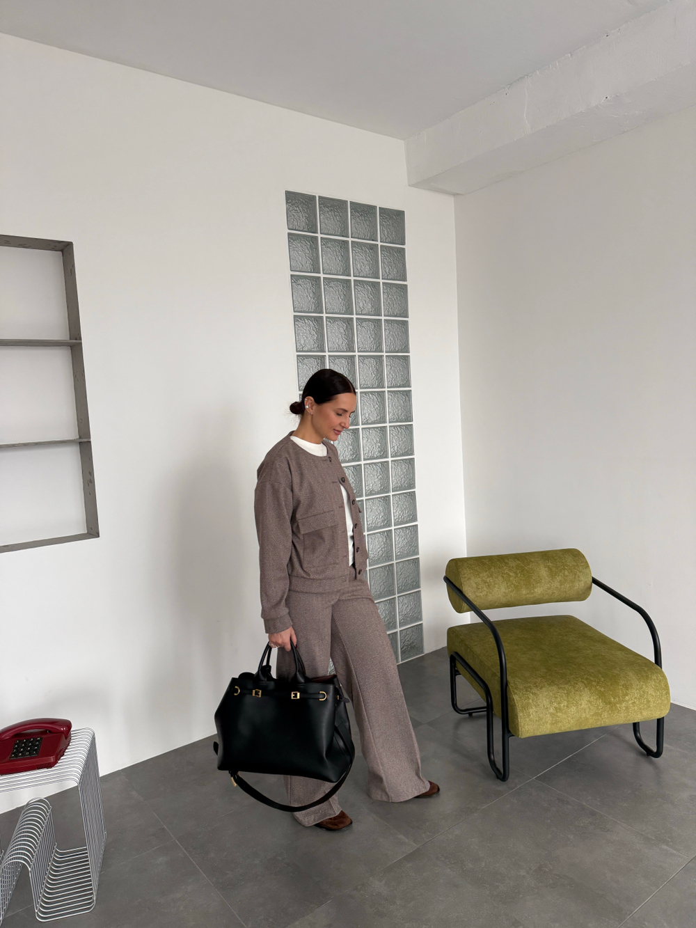 Теплый костюм «Елочка» бежевый