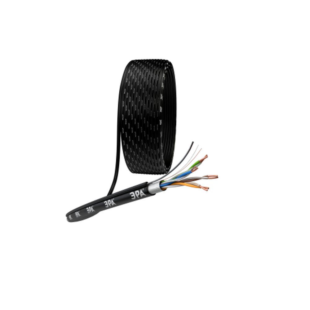Кабель витая пара ЭРА F/UTP Cat5e 4x2x24 AWG CU PE + ТРОС OUTDOOR 305 м | Электротовары