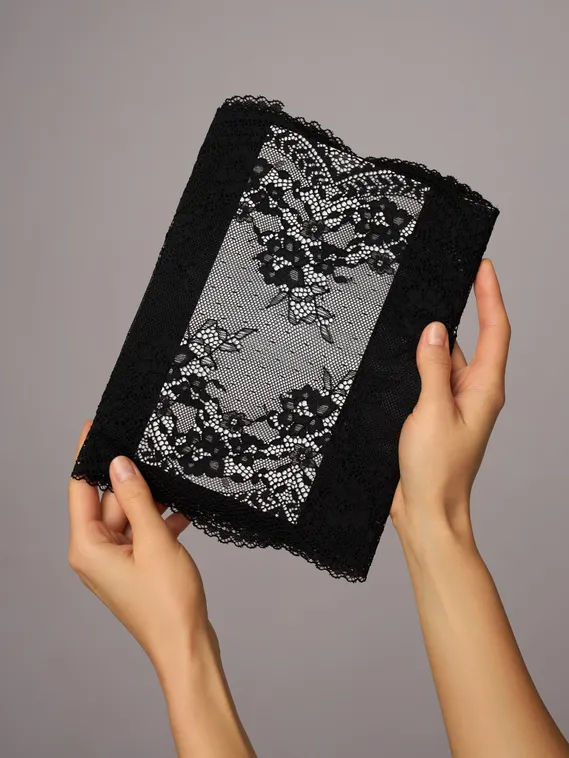 03-292 ОПТ Кружево эластичное 23 см, черный 170