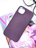 Кожаный чехол Leather Case iPhone 14 PLUS | Dark Cherry Темно-Фиолетовый