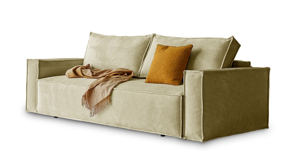 Диван Софт 3 Cilium Cream 240*94*80 см, Кремовый Вельвет Еврокнижка Фиеста