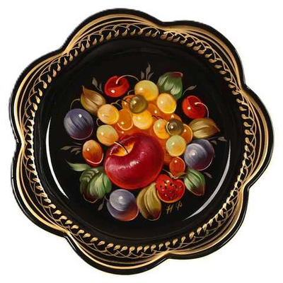 Жостовский поднос декоративный, размер 18 см (A1), металлический