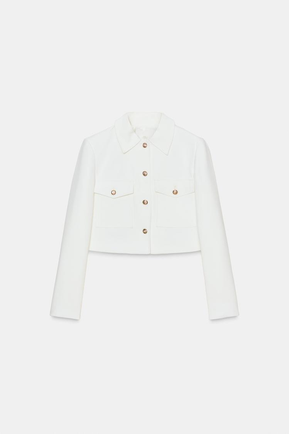 ZARA УКОРОЧЕННЫЙ БЛЕЙЗЕР С КАРМАНАМИ, ЭКРЮ