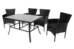 Набор мебели Garden Story Аскер 5 уп.(4 Стул Garden Storyа Аскер с под.+стол 120см, каркас черн, ротанг черн.)