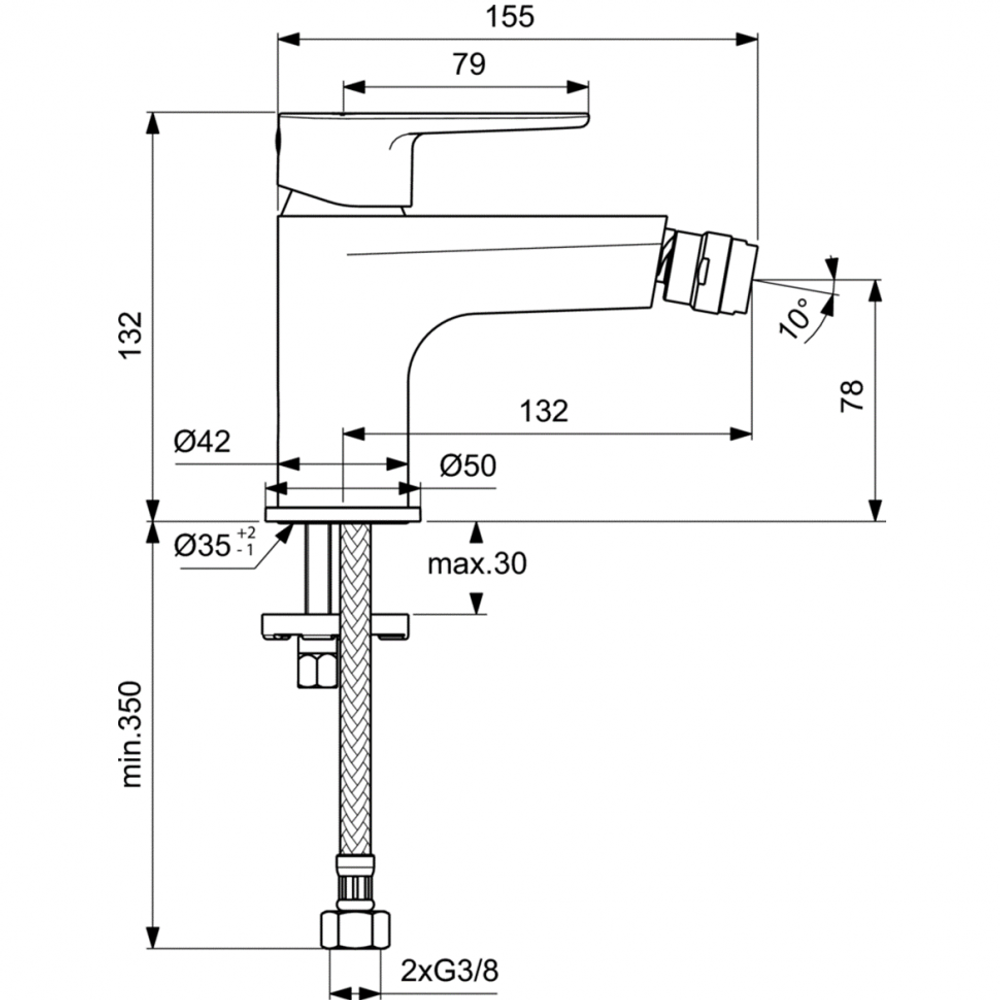 Смеситель Ideal Standard CERAFINE MODEL O BC704AA для биде