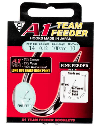 Крючки с поводком Gamakatsu Booklet A1 FINE FEEDER размер 14/0, 12мм 100см (упк.10шт.)