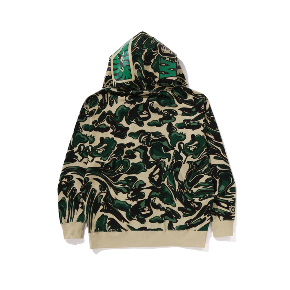 A Bathing Ape Marbling Camo Shark Relaxed Fit Full Zip Худи зеленый