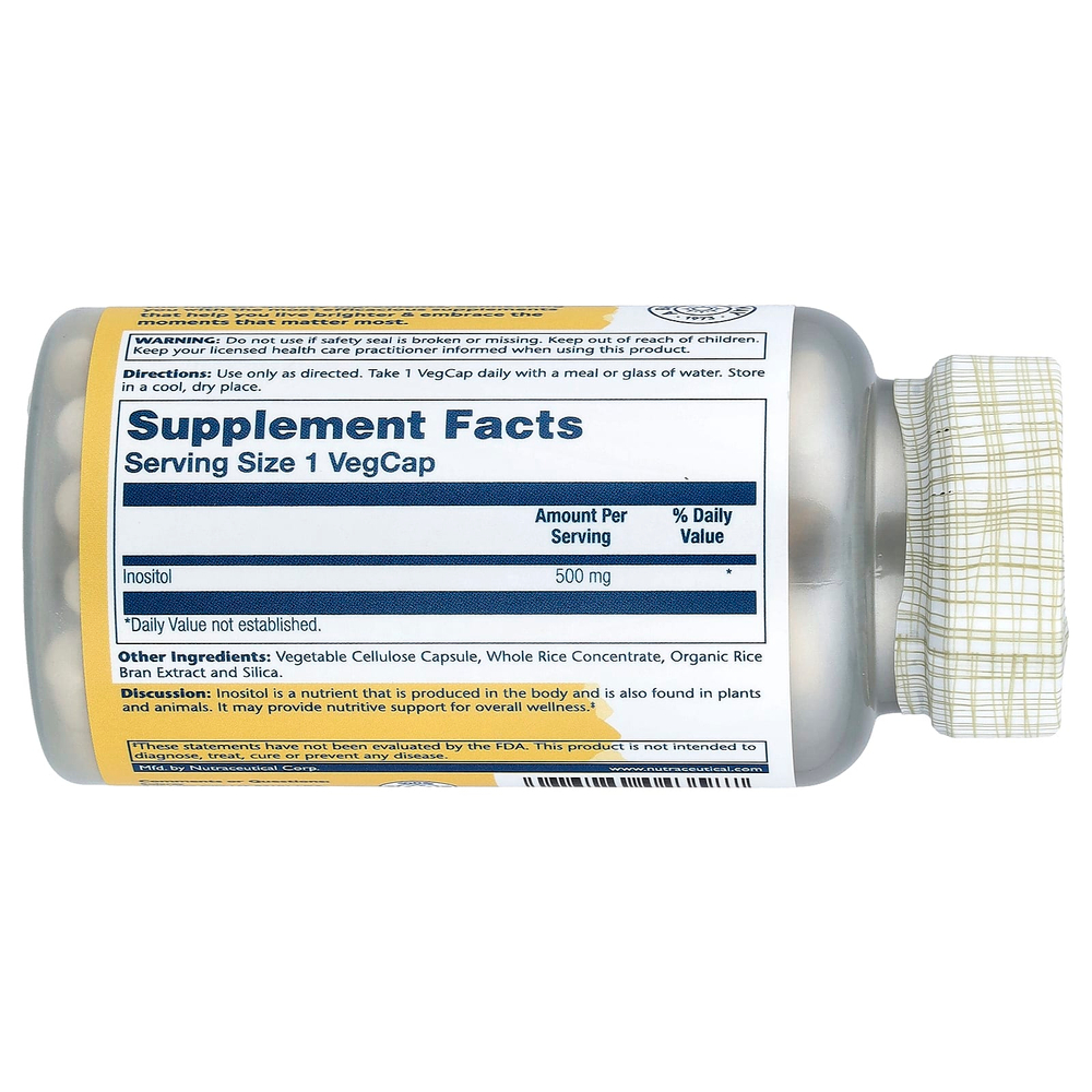 Solaray, Иноститол, 500 мг, 100 растительных капсул