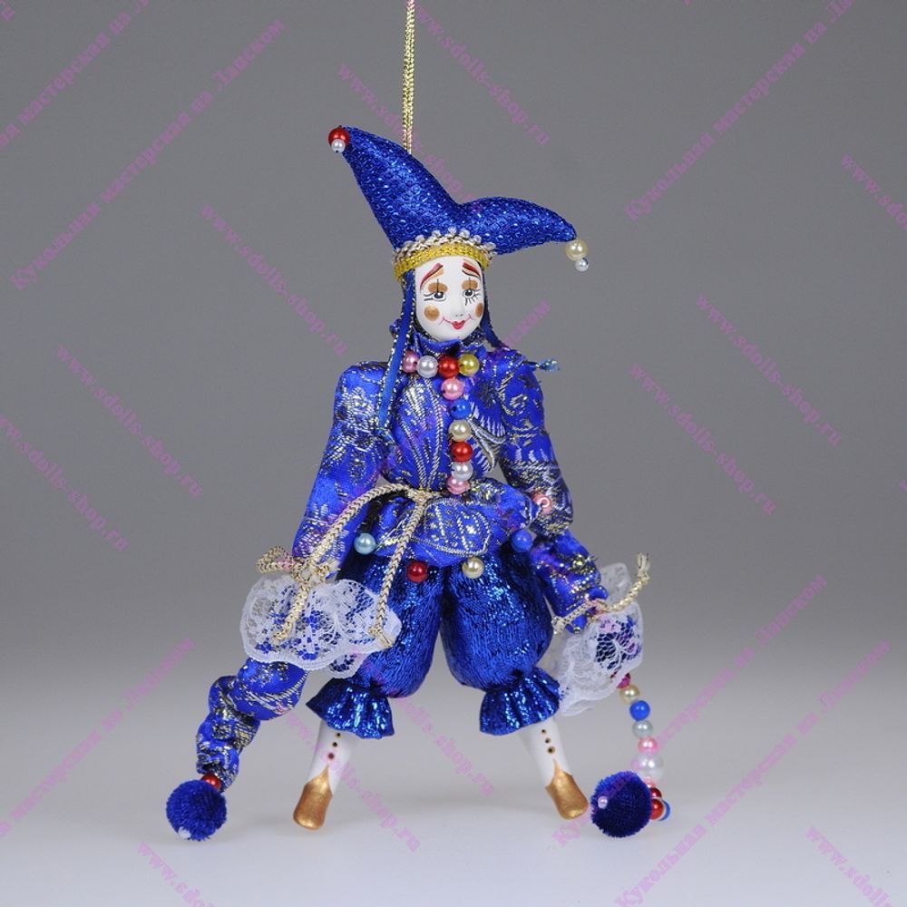 Ёлочная игрушка Клоун цветной парчовый