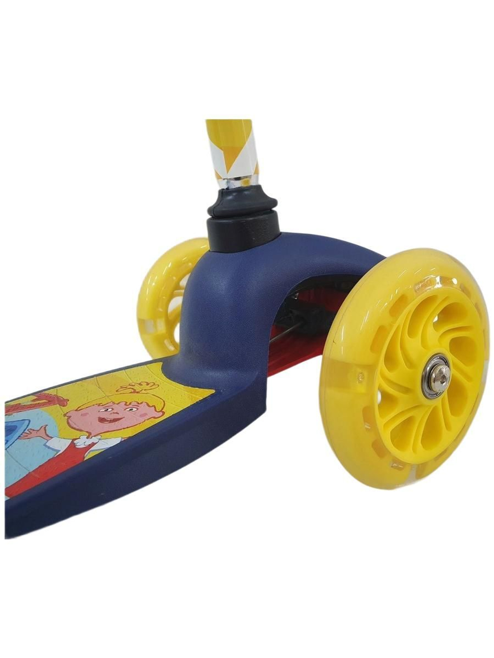 Самокат "Синий трактор", трехколесный, светящиеся колеса, детский, желтый