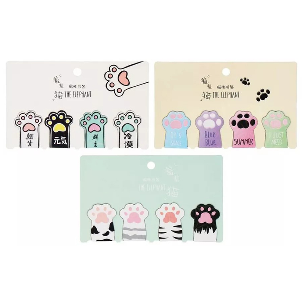 Набор магнитных закладок для книг, 4 штуки, с котиками, MC-Basir, Фигурные закладочки для учебников, тетрадей, детские