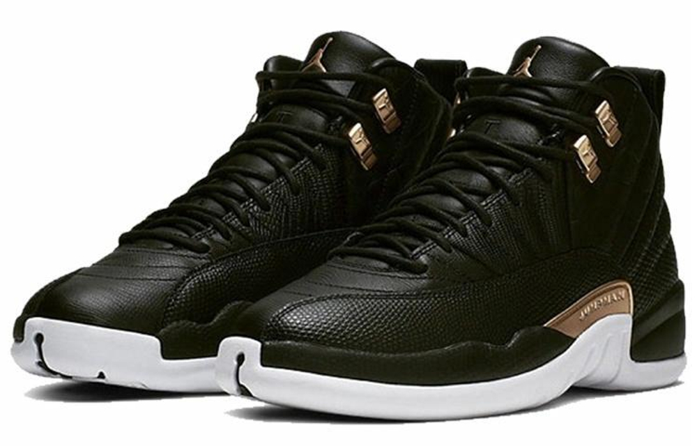 Кроссовки Jordan Air Jordan 12 Retro Black Metallic Gold White (Женская размерная сетка)