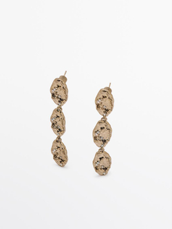 Massimo Dutti Длинные серьги со стразами, золотистый