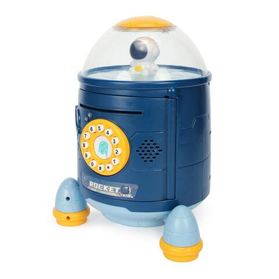 Копилка "Ракета" звук/свет, засасывает купюры, синий 7609804