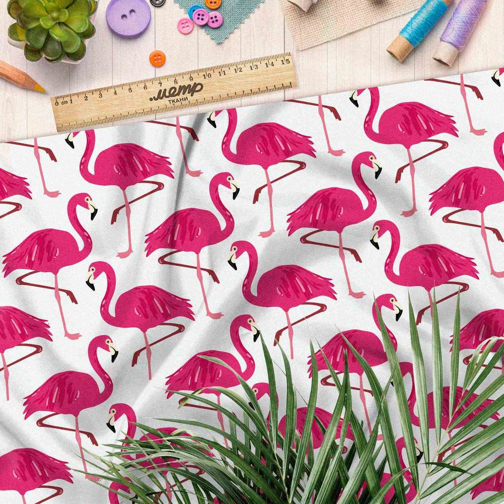 Ткань атлас розовый фламинго