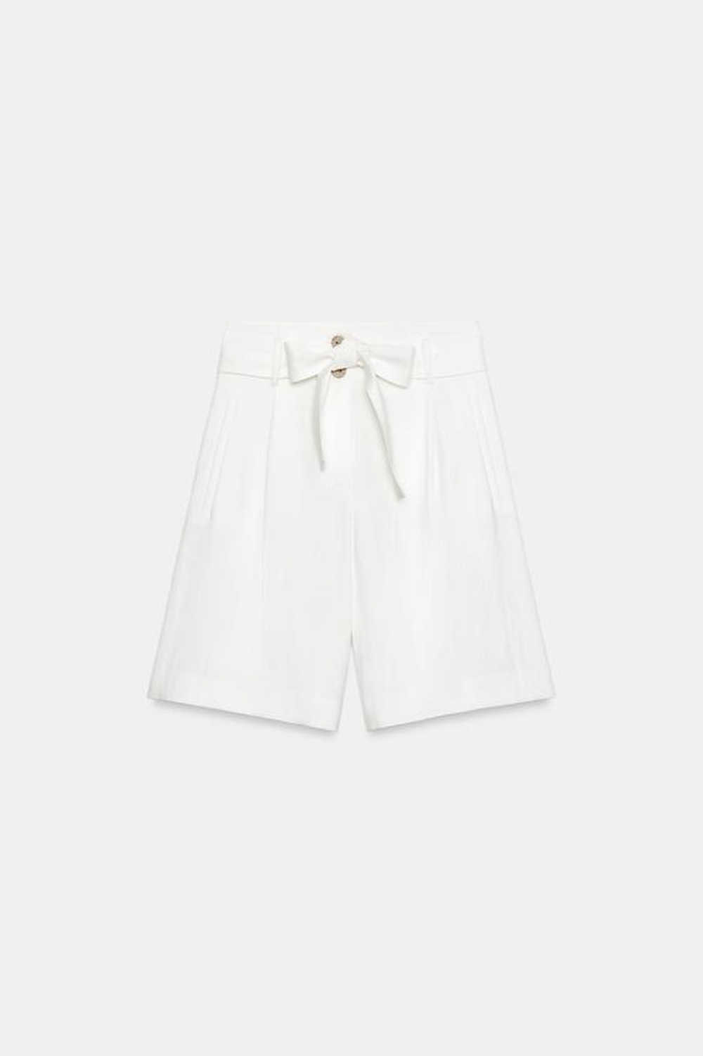 ZARA ШОРТЫ С ПОЯСОМ-БАНТОМ, БЕЛЫЙ