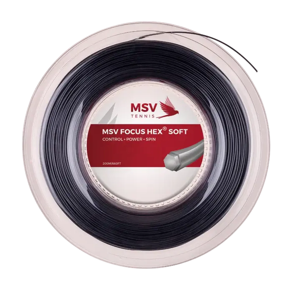 Теннисная струна MSV Focus HEX® Soft 1,15, 200м (черный)