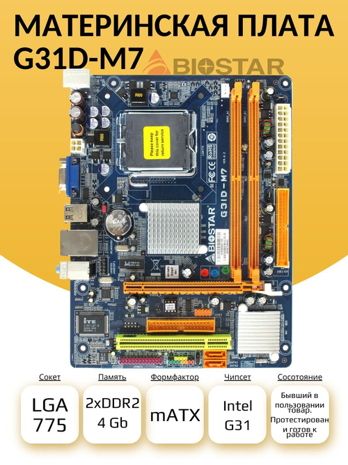S-775 Материнская плата BioStar G31D-M7
