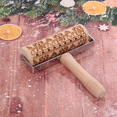 Ролик для теста деревянный «Олени» 14*4,5см