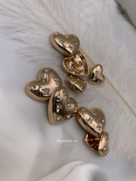 Пуговицы сердечки золотые со стразами