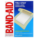 Band Aid, Tru-Stay Sheer, лейкопластыри, большие лейкопластыри, 10 шт.