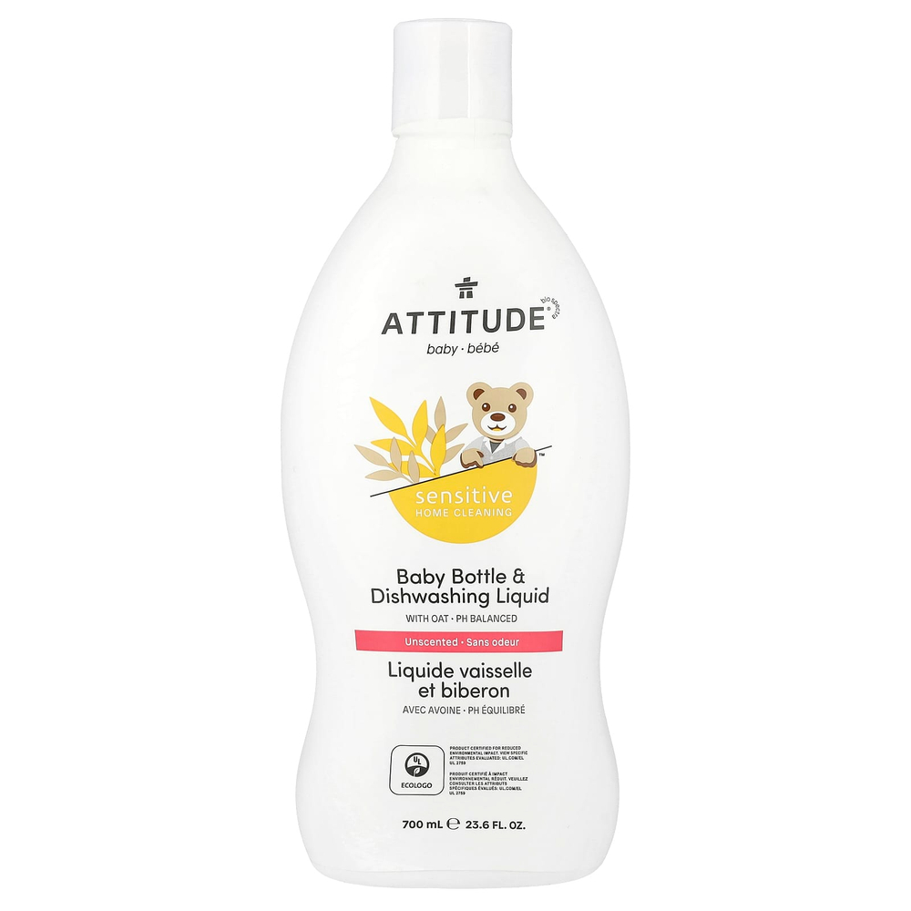 ATTITUDE, Baby, натуральное средство для мытья детских бутылочек и посуды, 700 мл (23,6 жидк. унц.)
