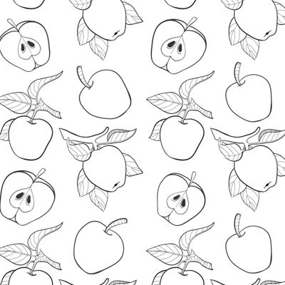 Яблоки, линейный рисунок