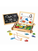 76842/Бизи-чемоданчик "Рыбалка": доска для рисования, меловая доска, магнитные фигурки и фигурки для