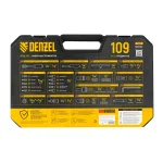 Набор инструментов, 1/2", 1/4", CrV, S2, пластиковый кейс, 109 предметов Denzel