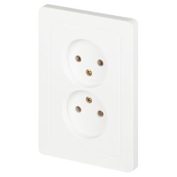 Розетка Intro Style 7-204-01 двойная без заземления 2х2P, 16А-250В, IP20, СУ, белый | Intro