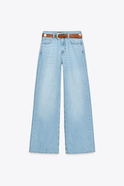 ZARA ДЖИНСЫ Z1975 STRAIGHT С ВЫСОКОЙ ПОСАДКОЙ И ПОЛНОЙ ДЛИНОЙ, ВЫЦВЕТШИЙ СИНИЙ