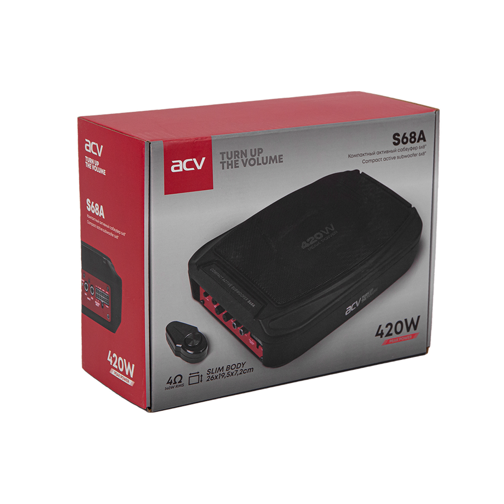 Автосабвуфер ACV S68A активный, под сиденье