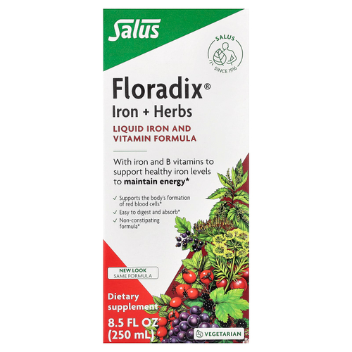 Floradix, Floradix®, железо и травы, жидкая формула с железом и витаминами, 250 мл (8,5 жидк. Унции)