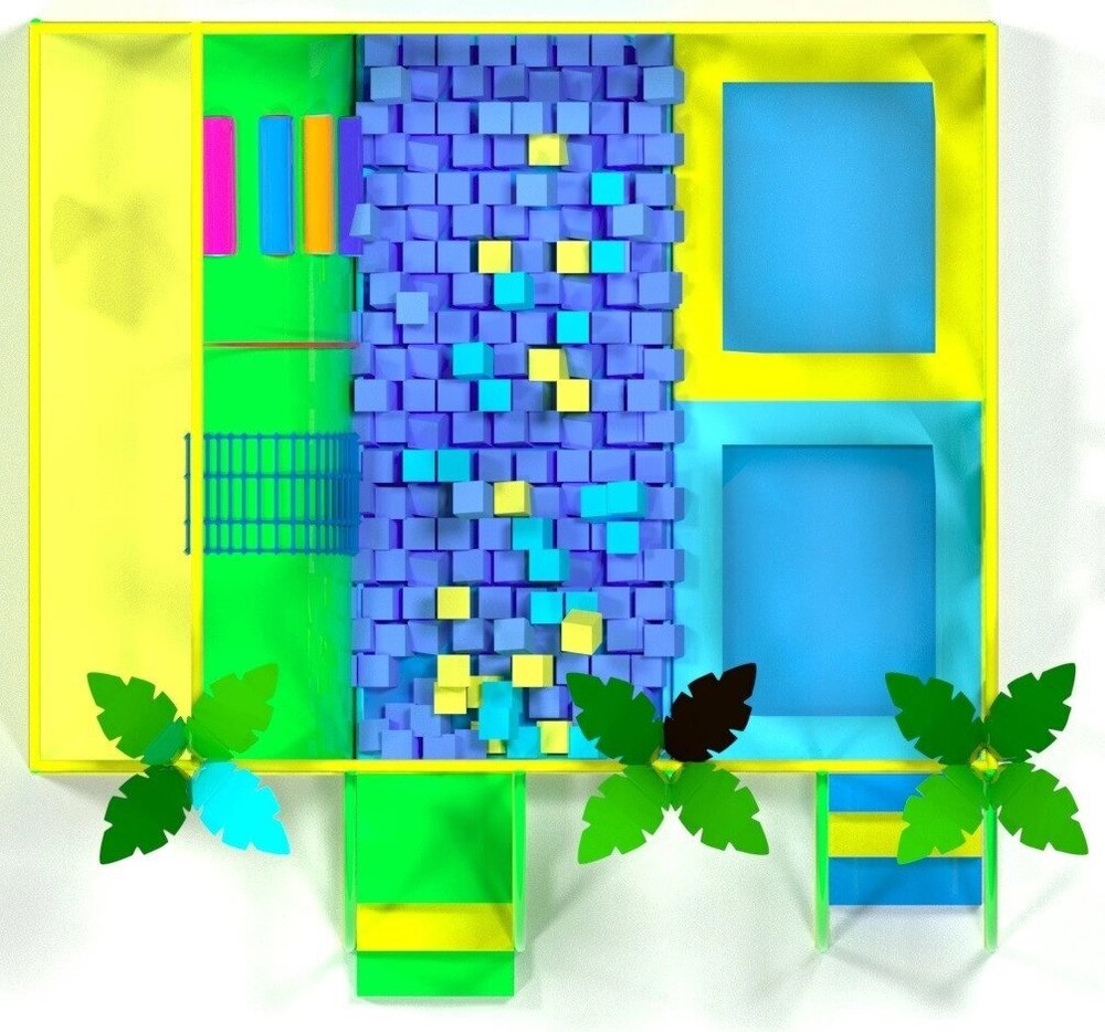 Батутный комплекс с поролоновой ямой и горкой «Слоненок Дамбо» (6х4.7х3.20м)