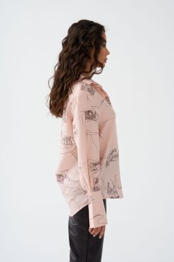 Рубашка из жатой вискозы пудрового цвета