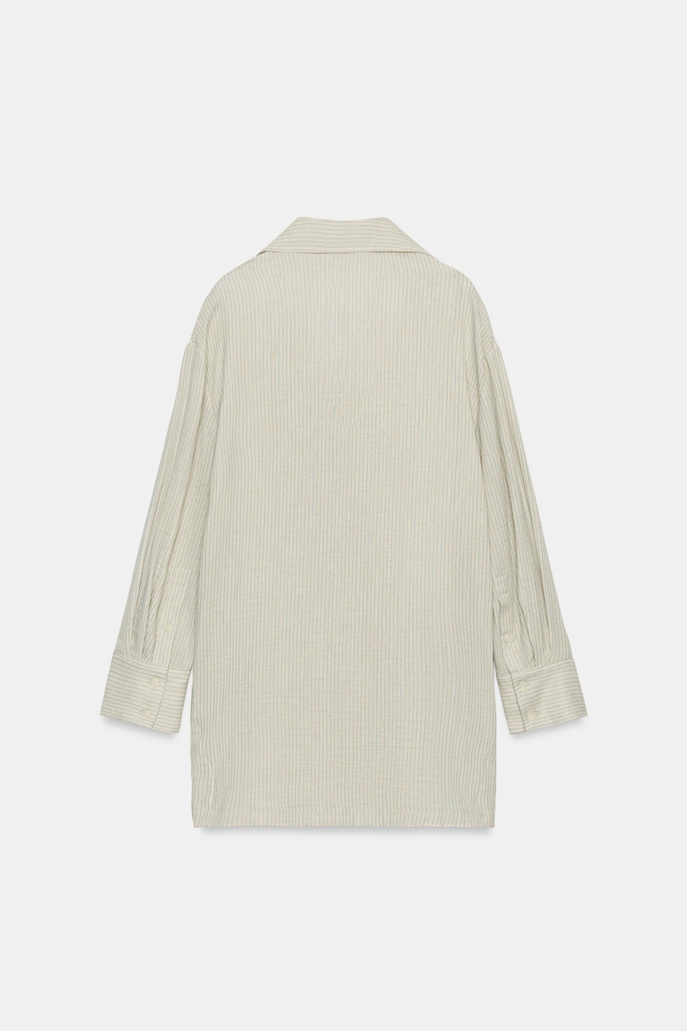 ZARA АСИММЕТРИЧНАЯ РУБАШКА В ПОЛОСКУ — ZW COLLECTION, ЗЕЛЕНЫЙ